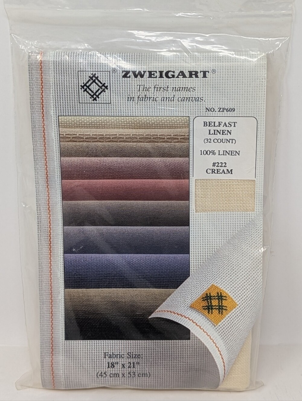 Zweigart Belfast Linen Cross-Stitch Fabric Cream 32 Count 18" x 21"